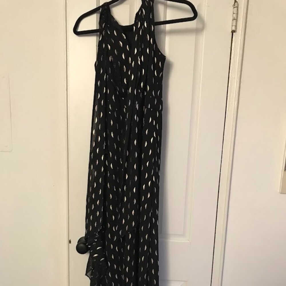 Chiffon black and gold maxi wedding dress size 4 petite Used, like new